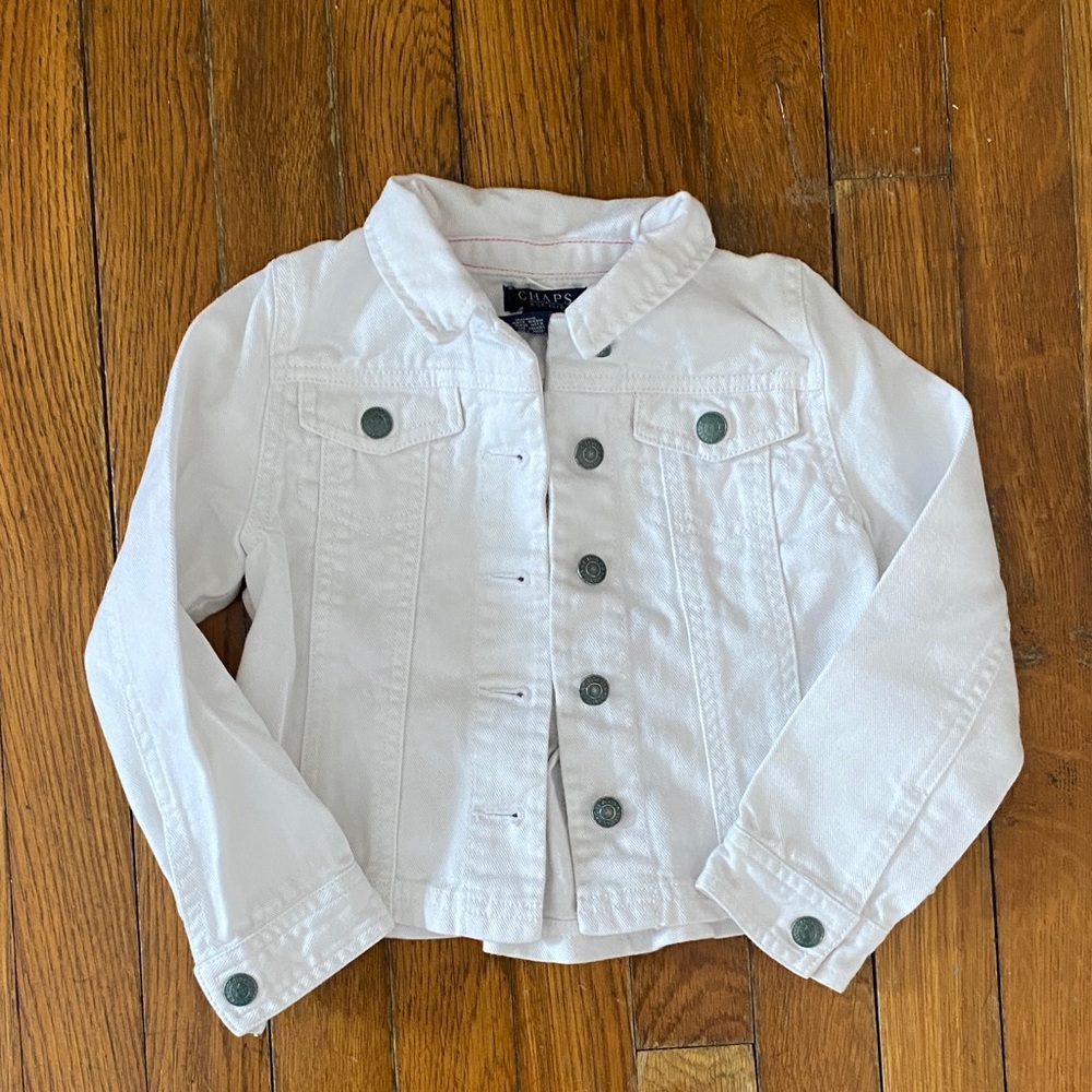 Chaps Kids' White Jean Jacket with Black Buttons